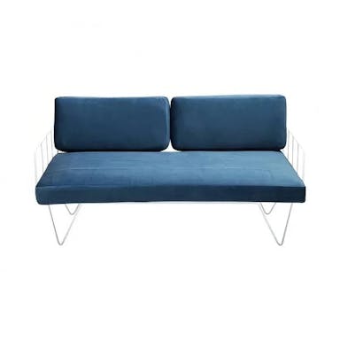 Hire Wire Sofa Lounge w/ Navy Blue Velvet Cushions