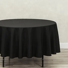 Hire Linen White / Black Round Tablecloth 260cm for 5ft Round Table, in Ingleburn, NSW