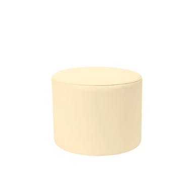 Hire ROUND OTTOMAN WHITE LEATHERETTE CUSTOMISE
