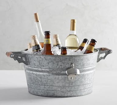 Hire DRINKS TUB GALVANIZED ROUND TIN WITH WOOD HANDLES