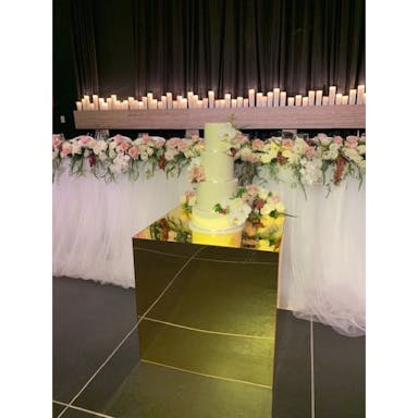 Hire GOLD MIRROR ACRYLIC CAKE TABLE