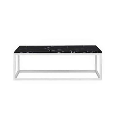 Hire White Rectangular Coffee Table Hire w/ Black Top
