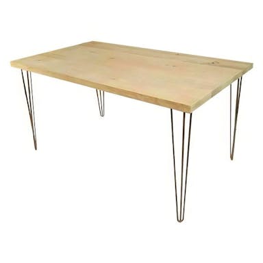 Hire Gold Hairpin Banquet Table w/ Timber Top