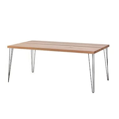 Hire Black Hairpin Banquet Table w/ Timber Top