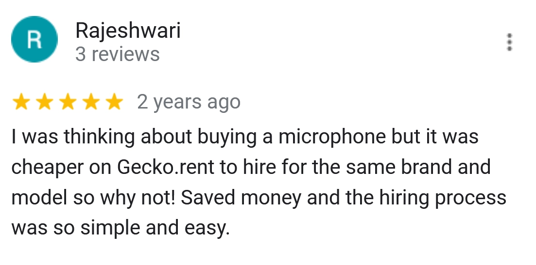 A review for someone renting out a microphone on Gecko.