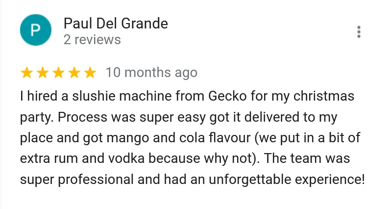 An example of slushie machines that you can rent on Gecko.